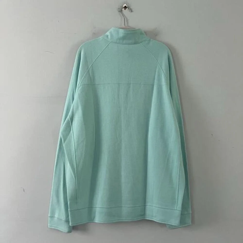 NWT Bahama Bay Club Reversible 1/4 Zip Pullover Aqua Blue Sweatshirt